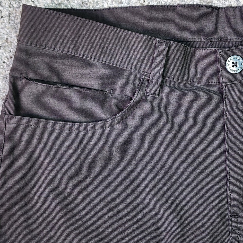 Callaway Golf Pants Mens 32x30 Grey/Brown Micro Rib Performance Stretch EUC - Picture 3 of 10